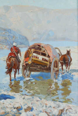 Рубо Франц Алексеевич. Кавказский мотив. Переправа через реку